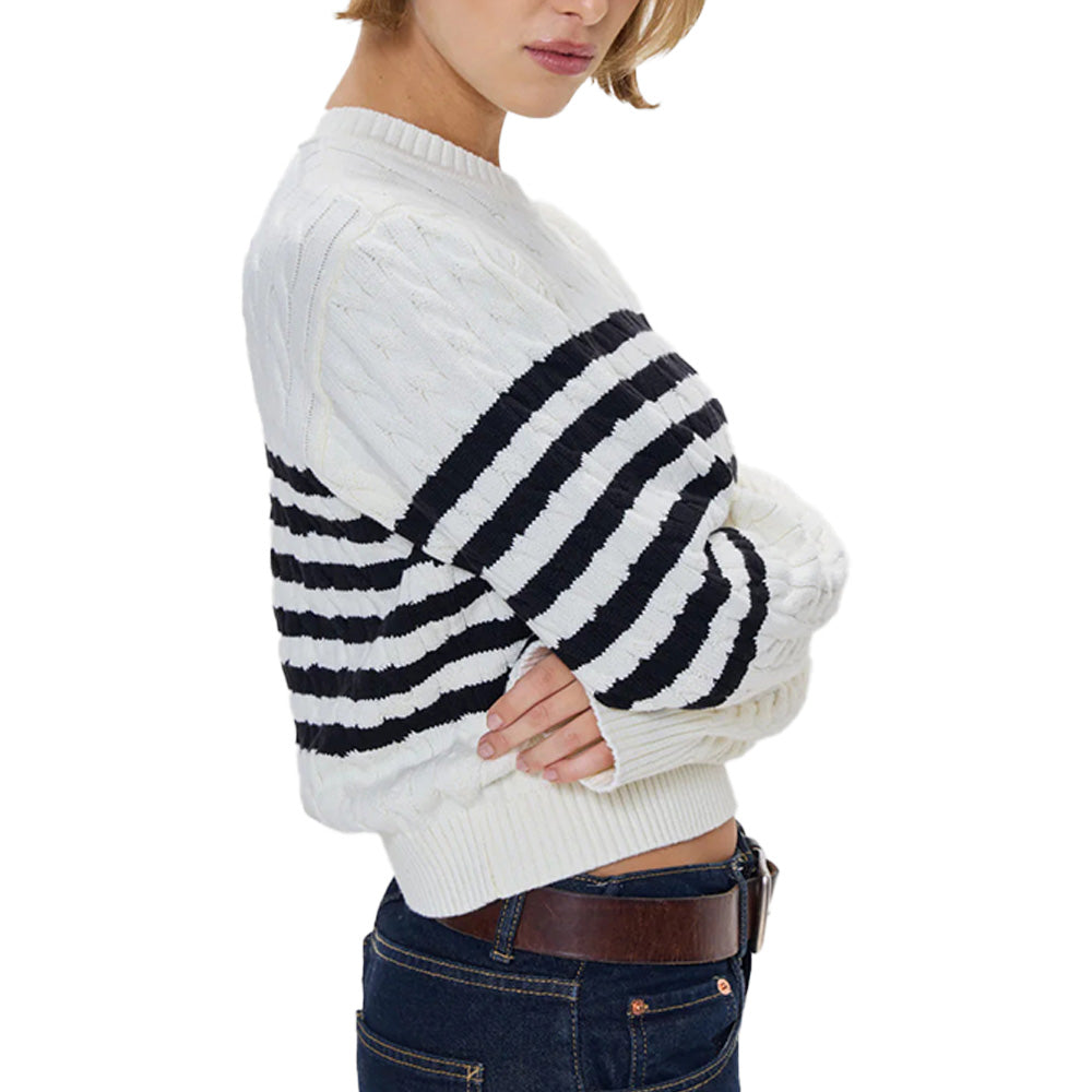 Custom Cotton Striped Women Sweater - PG7215