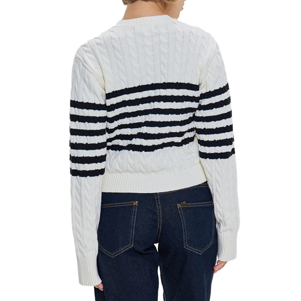Custom Cotton Striped Women Sweater - PG7215