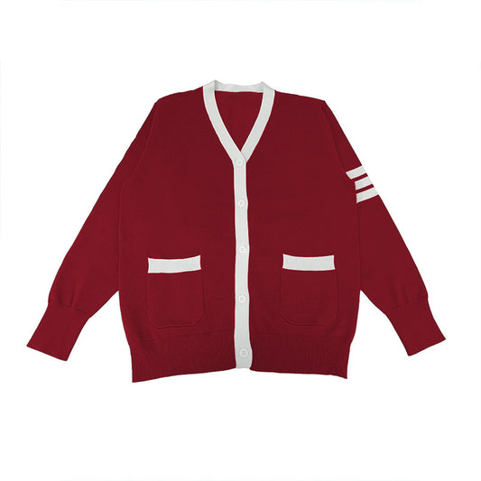 Red and White Custom Letterman Cardigan for Sororities