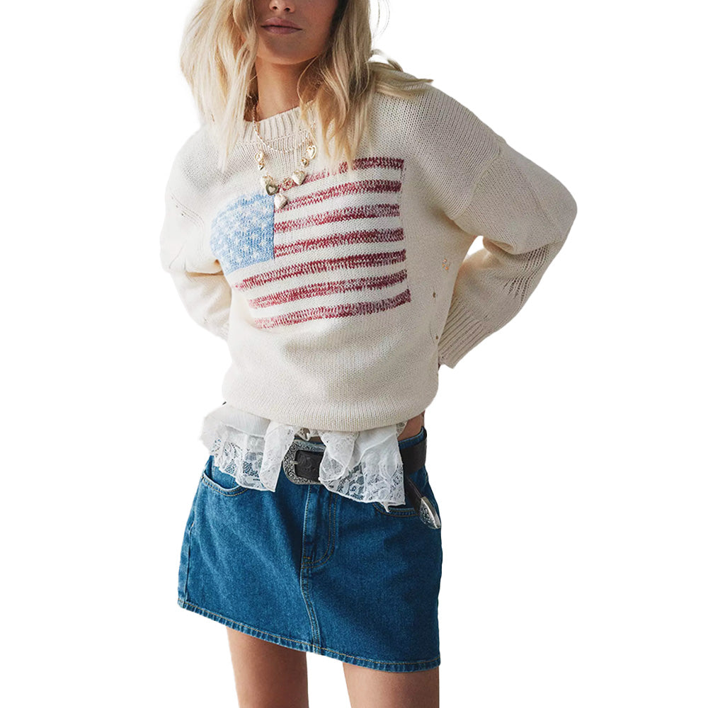 Custom Intarsia-Flag Women Sweater - PG7244