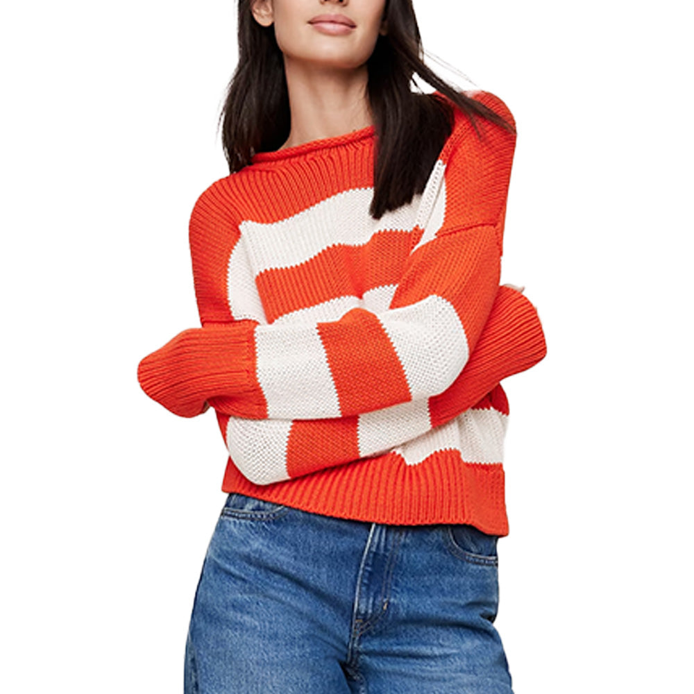 Custom Striped Crew Neck Women Sweater - PG7284