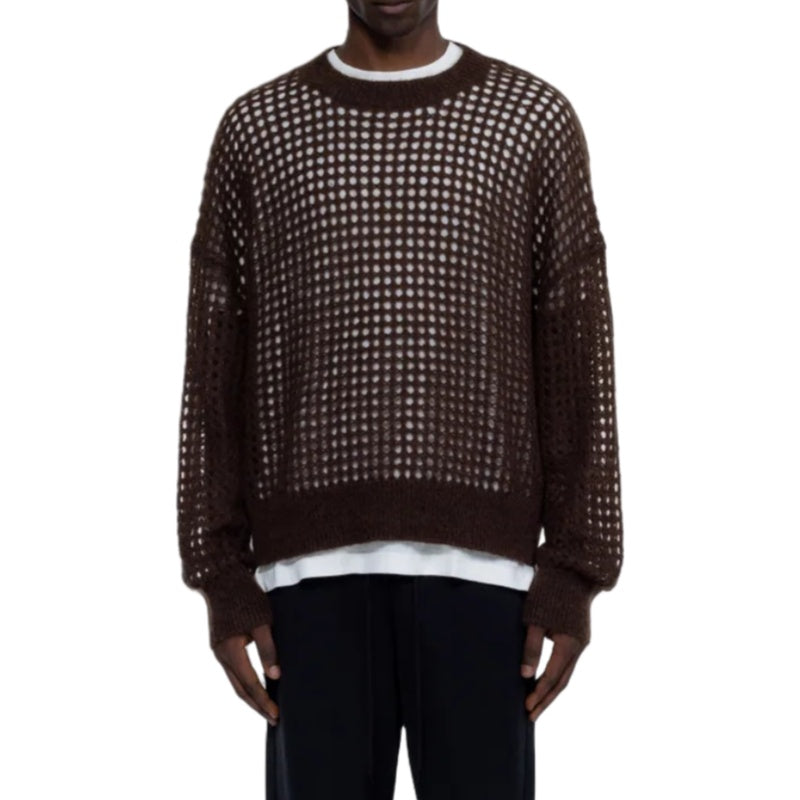Custom Cotton Blend Crochet Men Sweater - PG4011