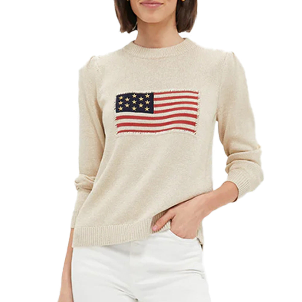 Custom Embroidery Patch American Flag Women Sweater - PG7253