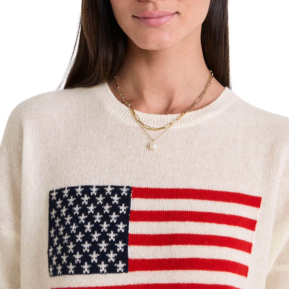 Custom Intarsia American Flag Women Sweater - PG7293