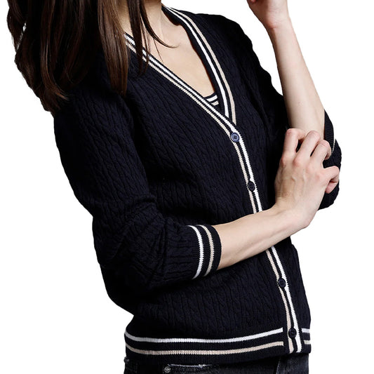 Custom 100%Cotton Cable Women Knitwear - PG3287