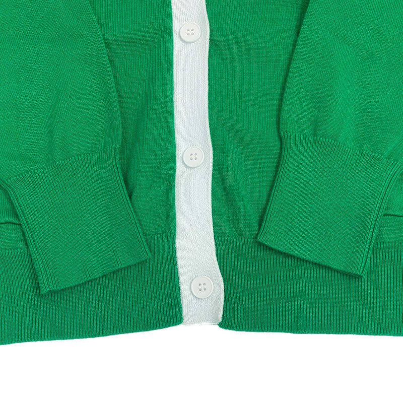 Ribbed Cuff and Hem Detail of Custom Greek Organization Letter Cardigan