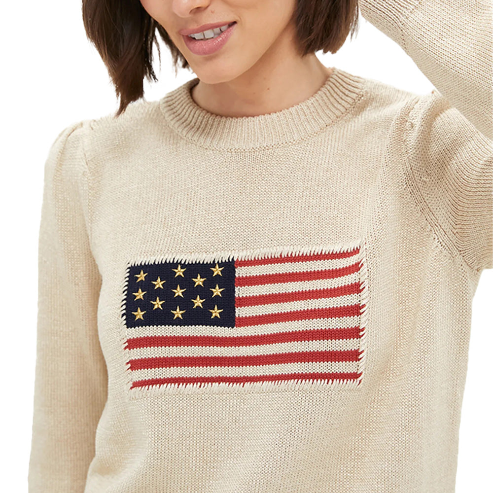 Custom Embroidery Patch American Flag Women Sweater - PG7253
