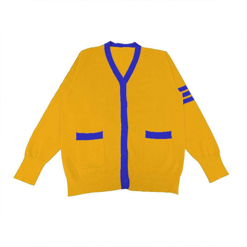 Yellow and Blue Custom Group Organization Cardigan Sweater