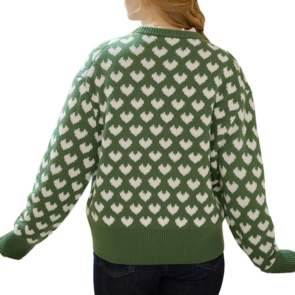 Custom Intarsia-Heart Pattern Women Sweater - PG7296