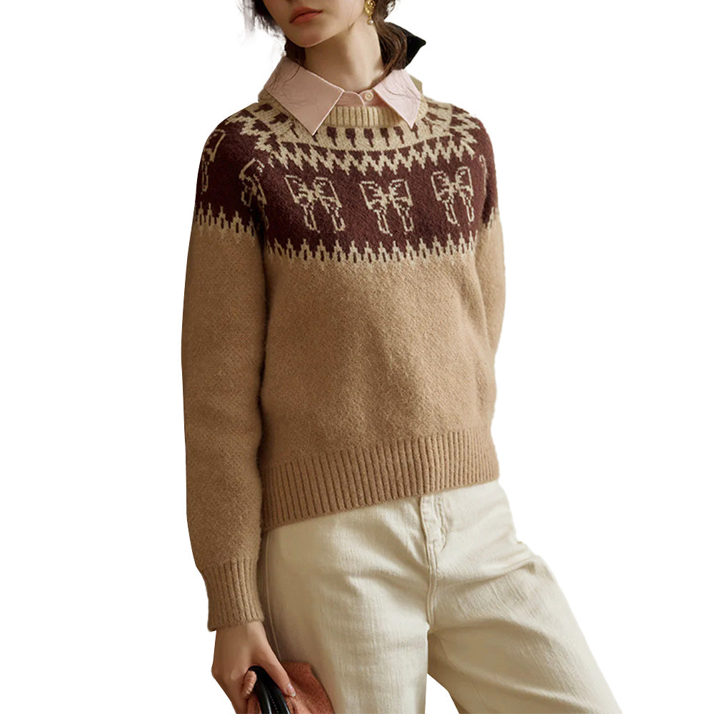 Custom Intarsia-Patterned Women Sweater - PG7292