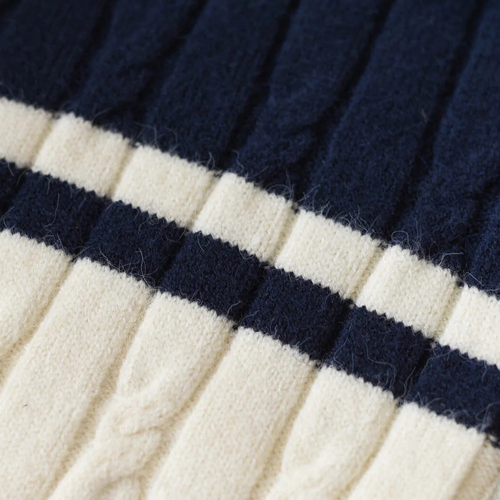 Custom Striped Half-Zip Women Sweater - PG7261