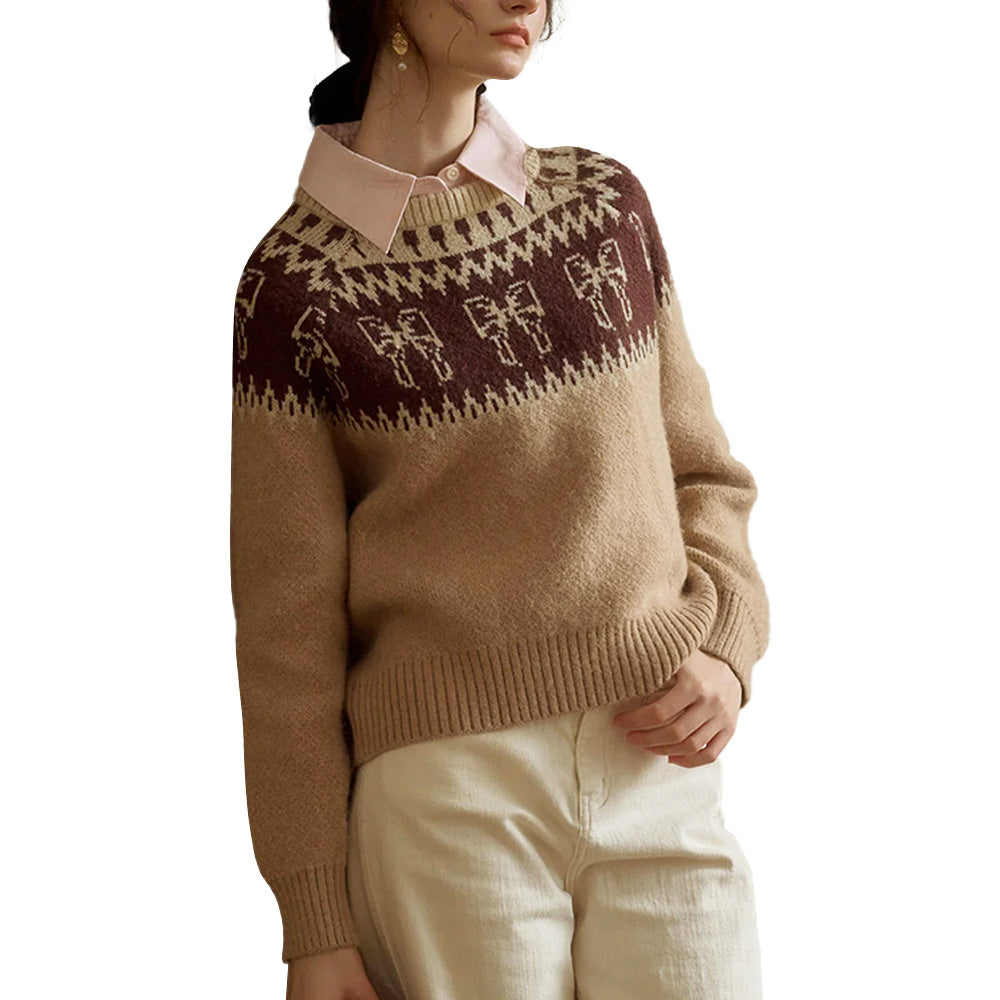 Custom Intarsia-Patterned Women Sweater - PG7292