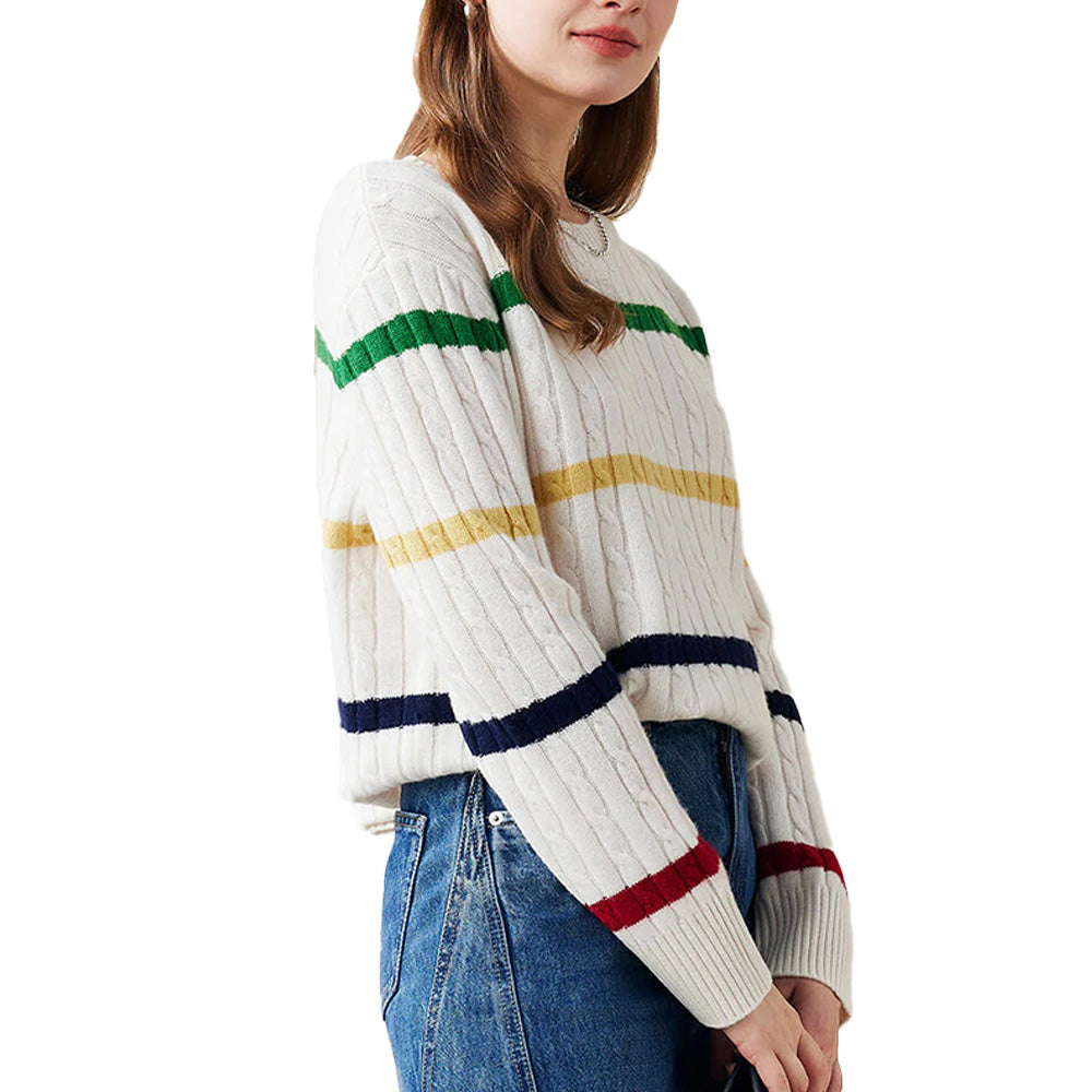 Custom Vintage Striped Women Sweater - PG7297