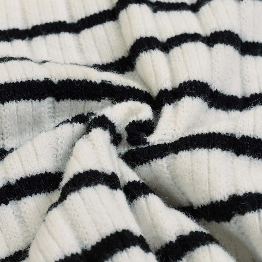 Custom Striped Collared Women Sweater - PG7297