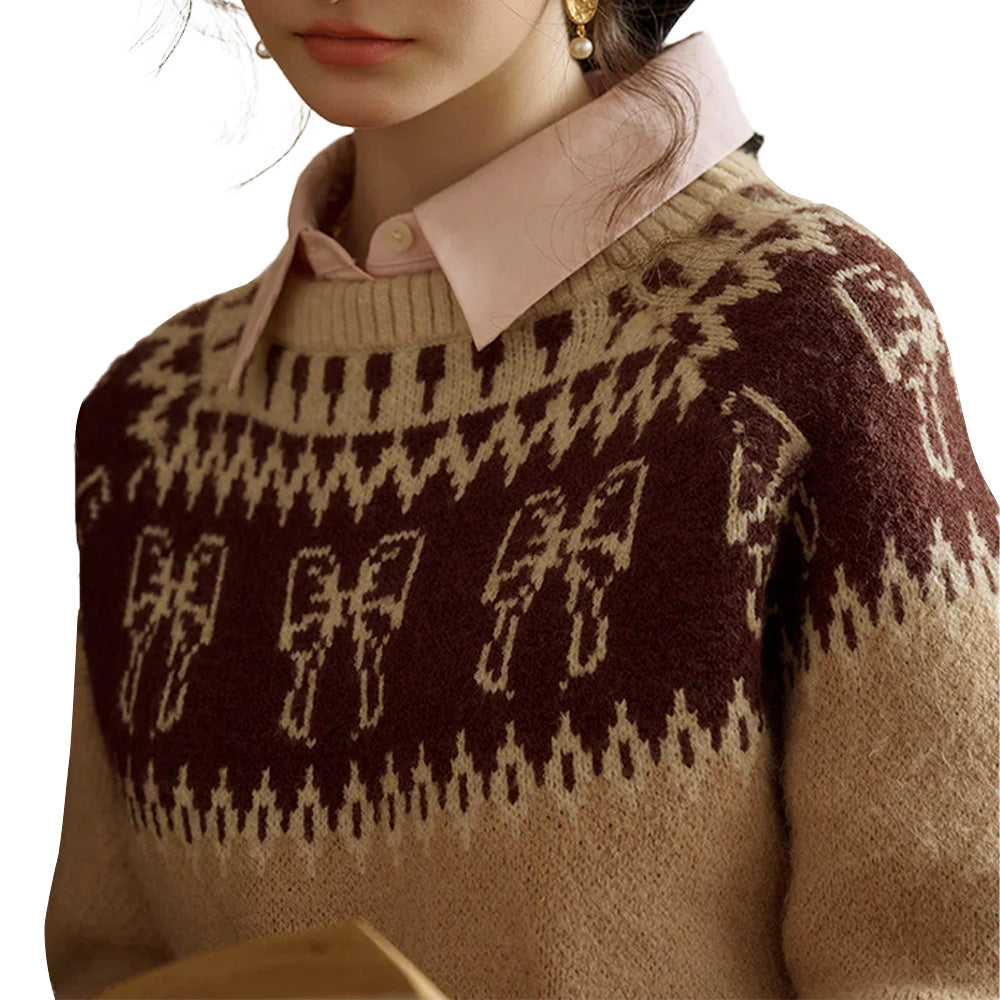 Custom Intarsia-Patterned Women Sweater - PG7292