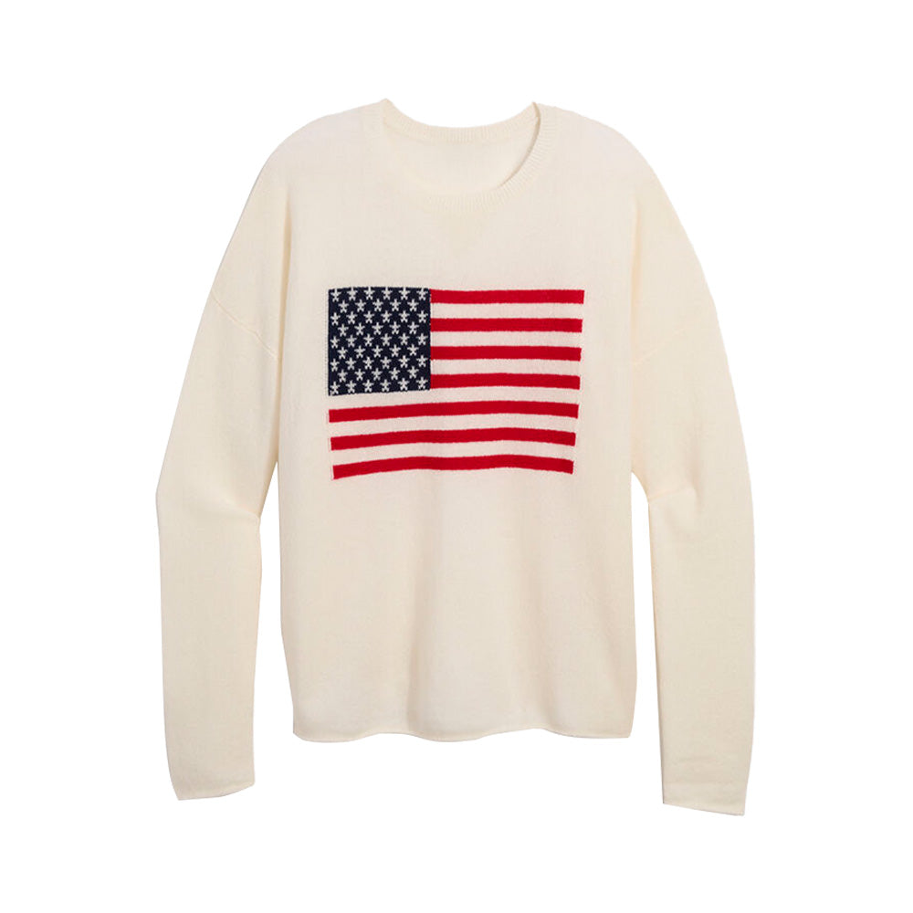 Custom Intarsia American Flag Women Sweater - PG7293
