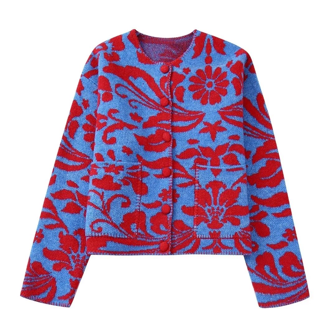 Single breasted fashion crew neck cardigan custom women knitted cardigan Knitwear Manufacturer