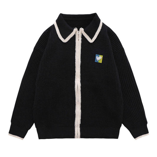 Custom Cotton Zipper Polo Men Cardigan - PG51016