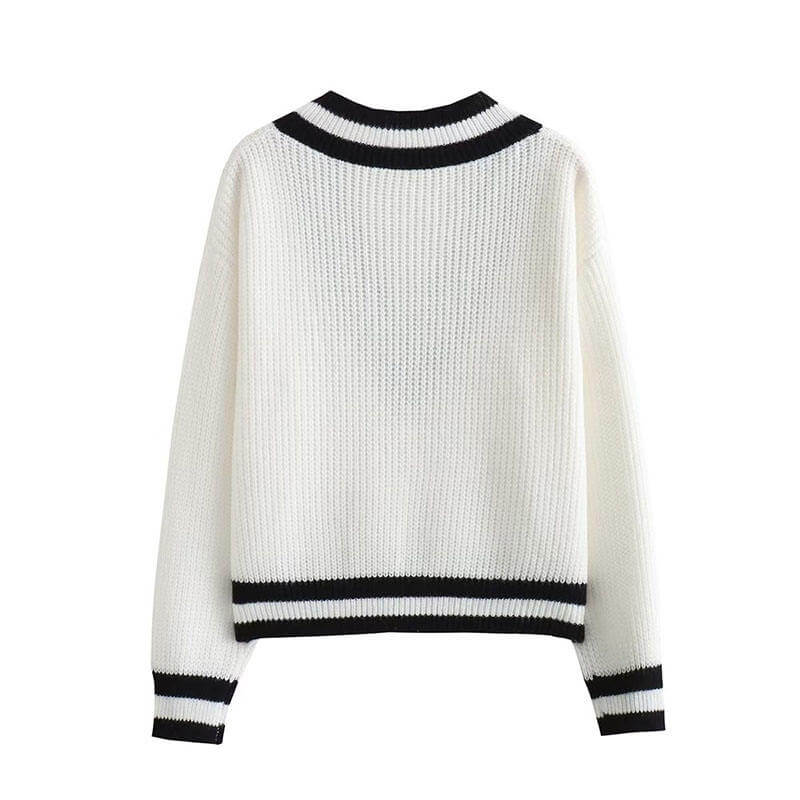 Custom V-neck Women's Knit Sweater-Knitwear Manufacturer