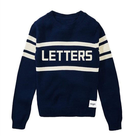 Custom Cotton Jacquard Logo Men Sweater - PG5932