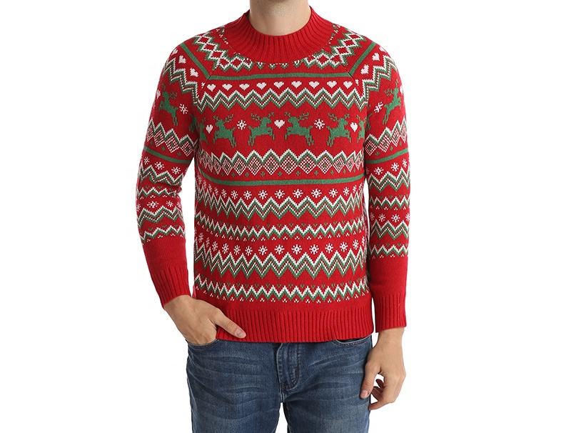 Custom oem Santa Funny Holiday Party Knitted Pullover jumpers Couple Knitted Xmas Brushed Deer unisex Ugly Christmas Sweater