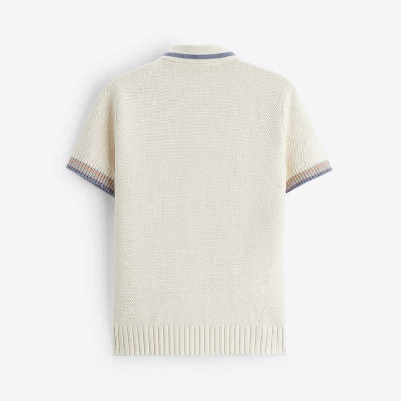 Wholesale Custom Polo Shirt Man Top Custom Logo Cotton Knitted Men Lightweight Striped Sleeves Polo Sweater