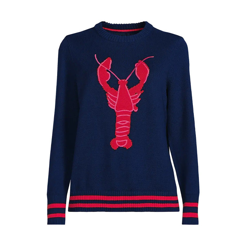 Custom Jacquard Lobster Women Sweater - PG52936