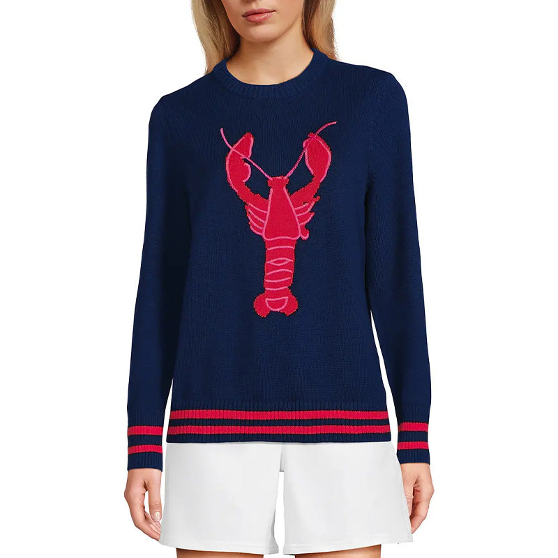 Custom Jacquard Lobster Women Sweater - PG52936