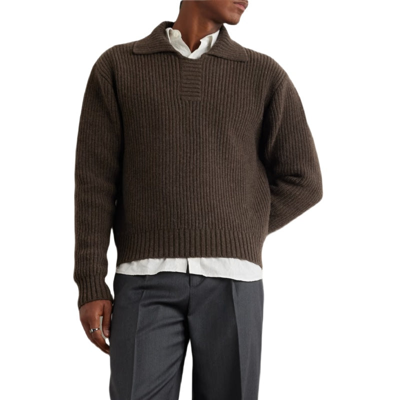 Custom Ribbed Polo Wool Blend Men Sweater - PG5830