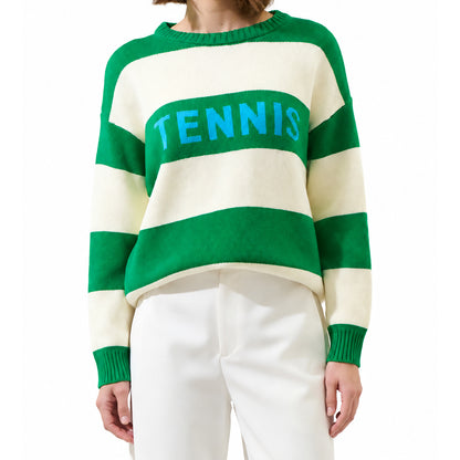 Custom Green Striped Tennis Pullover - PG10277