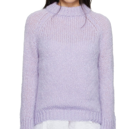 Elegant Custom Wool Crew Neck Women’s Knitted Sweater in Lavender - Front View