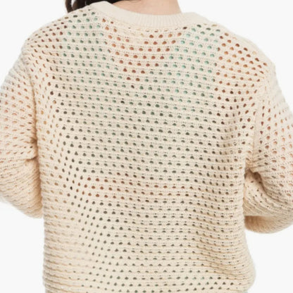 Back view of Custom Wool Blend Hollow Out Women’s Knitted Sweater