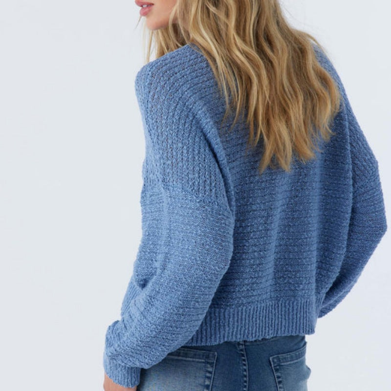 Custom Wool Blend Crew Neck Pullover Women’s Knitted Sweater - Back View