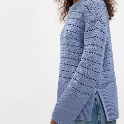 Custom Wool Blend Crew Neck Long Sleeve Pullover Women’s Knitted Sweater