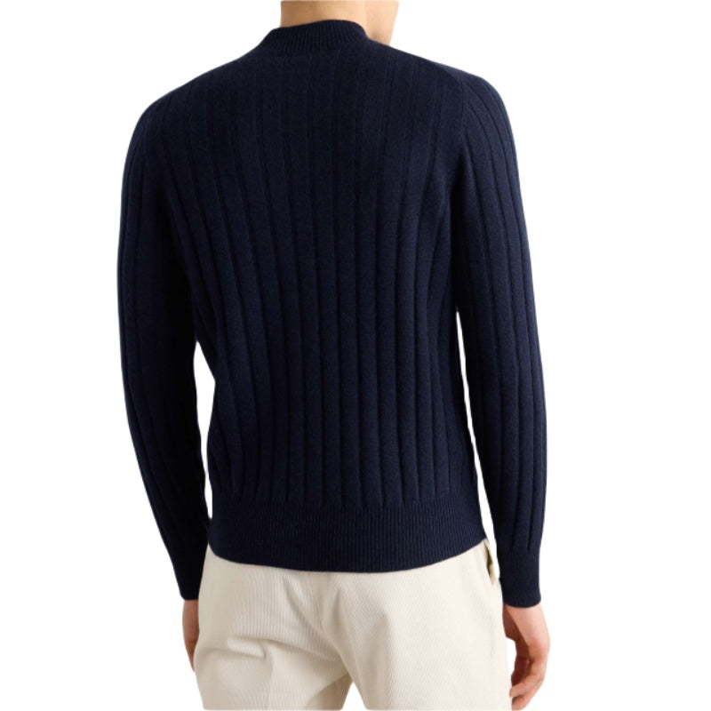 Classic Men's Crew Neck Cashmere Sweater - Customizable Long Sleeve Knit