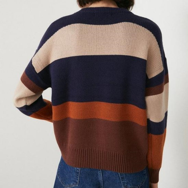 Custom Wool-Cashmere Blend Striped Sweater 1976 | OEM/ODM Women Knitted Sweaters