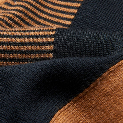 Custom 100% Wool Striped Short Sleeve Knit Polo for Men
