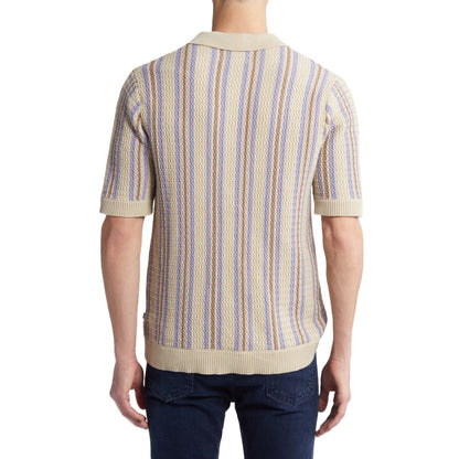 Custom Striped Linen Knit Polo - Short Sleeve Men's OEM/ODM Knitwear