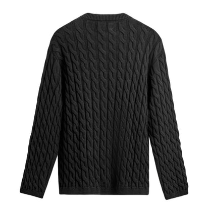 Wholesale Custom Soft 100% Cotton Man Knit Sweater Cable V-neck Oversize Classic High-Quality Knitwear Fashion Chunky Winter