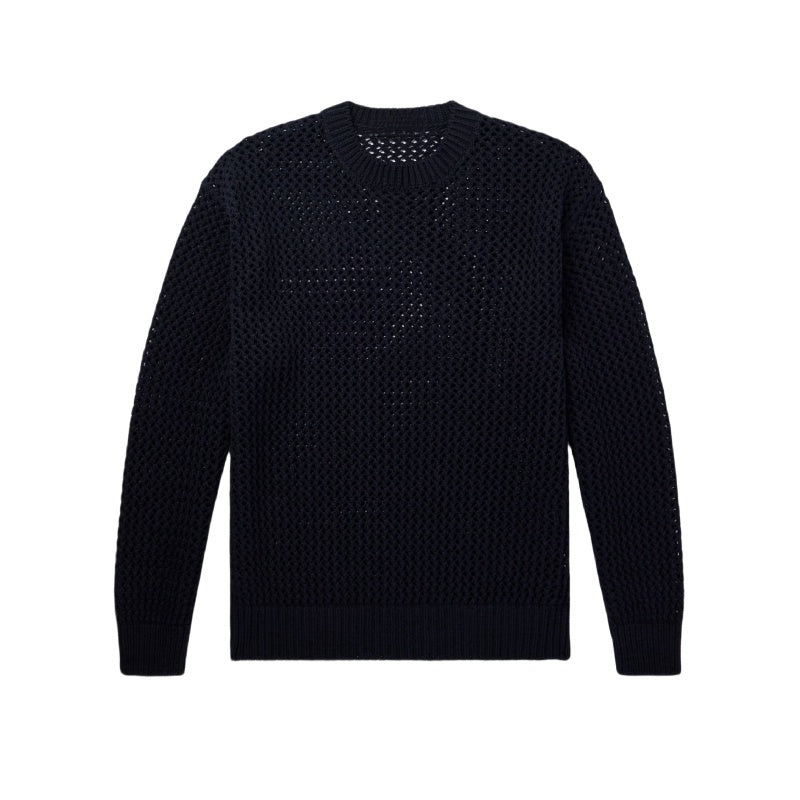 Wholesale Custom Man Knit Sweater Solid Color Long Sleeve Round Neck Pullover Cotton Crochet