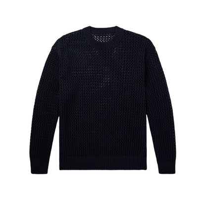 Wholesale Custom Man Knit Sweater Solid Color Long Sleeve Round Neck Pullover Cotton Crochet