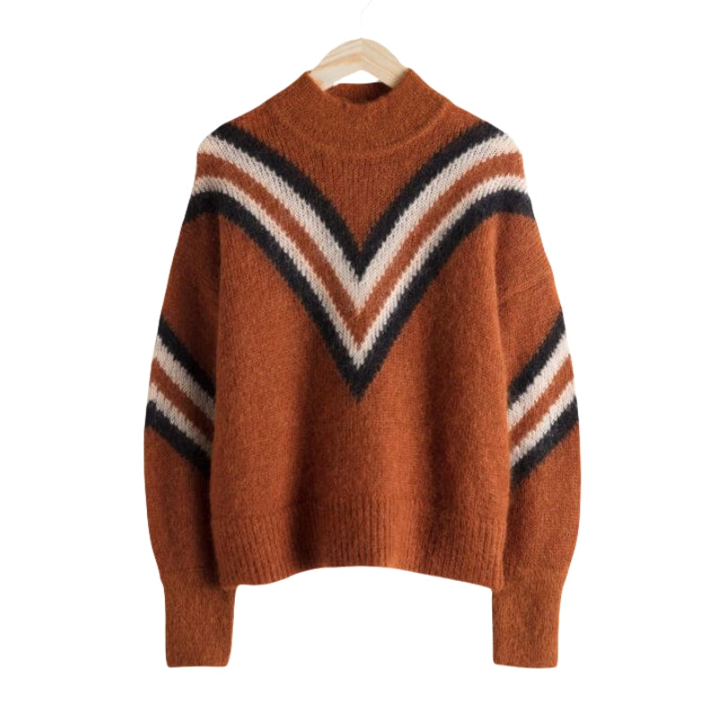 Brown Striped Wool Blend Pullover Sweater | Premium Knitwear Manufacturer