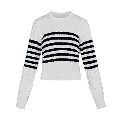 Custom Cotton Striped Women Sweater - PG7215