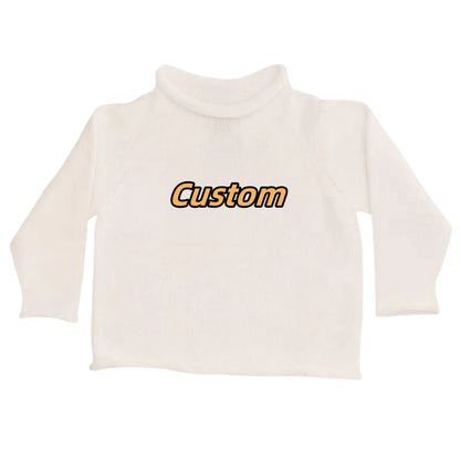 Wholesale Custom Kid's Knitwear Rollneck Long Sleeve Toddler Knit Sweater 100% Organic Cotton