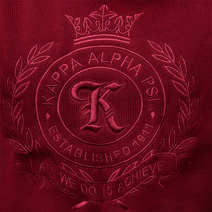 Close up maroon color embroidery "Kappa Alpha Psi" Logo