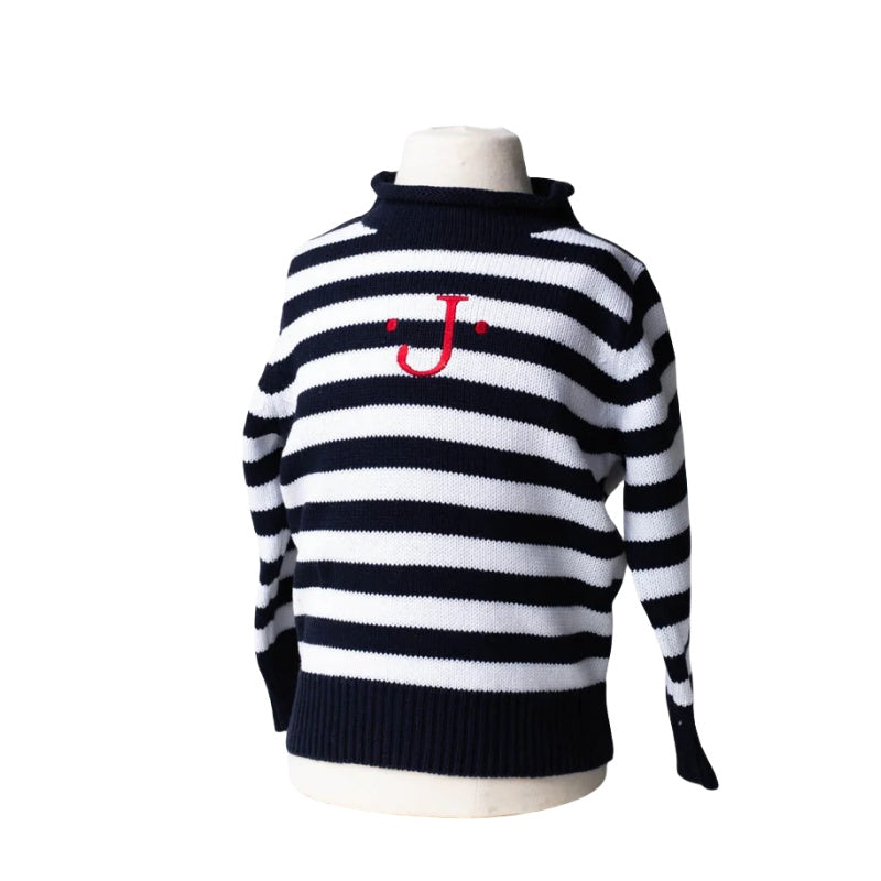 Wholesale Custom Baby Sweater Rollneck Striped 7GG Chunky Unisex Knit Pullover 100%Organic Cotton