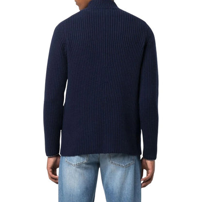 Wholesale Custom Men Sweater Ribbed Button-Up Knit Cardigan Wool Blend