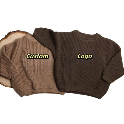 Wholesale Custom Kid's Knitwear Ribbed Unisex Kid's Knit Sweater 100% Organic Cotton