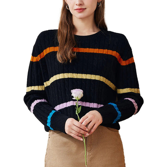 Custom Vintage Striped Women Sweater - PG7297