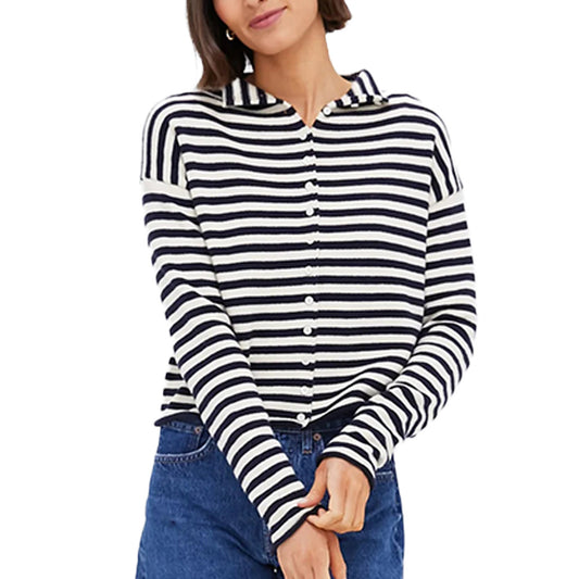 Custom Preppy Striped Women Cardigan - PG7304